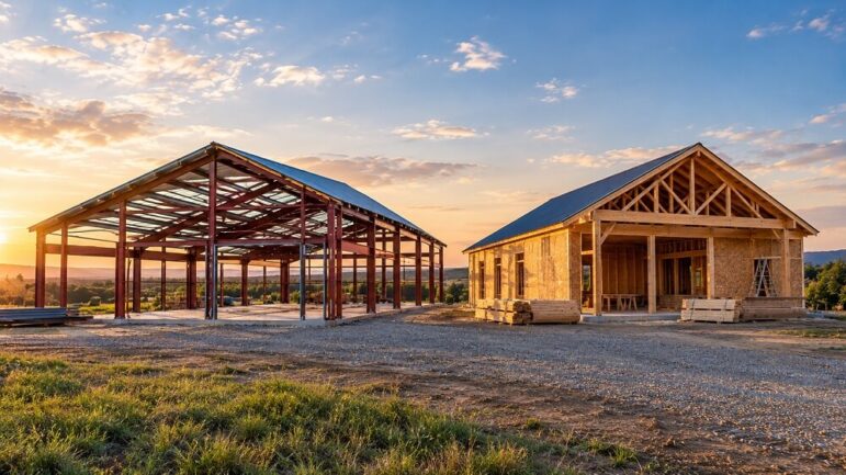 steel barndominium vs wood barndominium